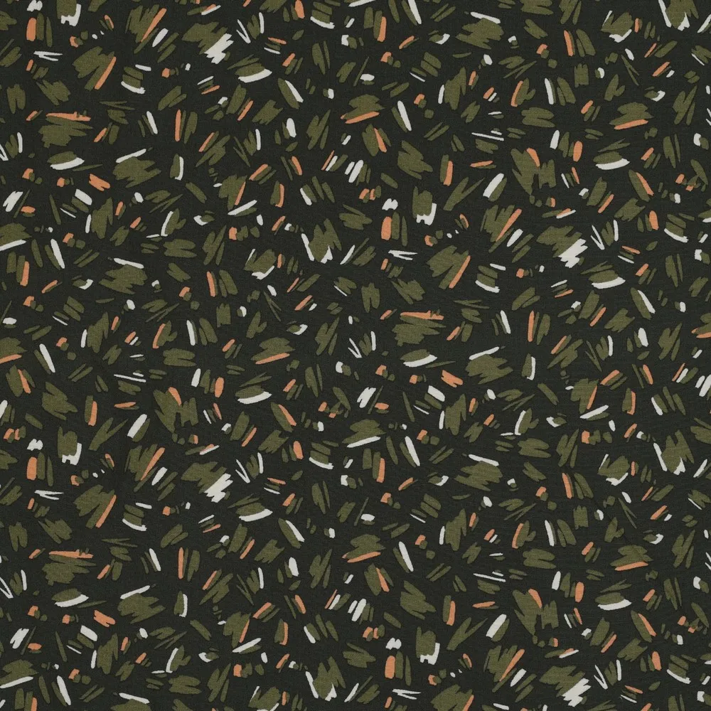 Viscose 'Radiance Flowers' groen met streepjes - Pommé